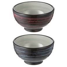 신창희그릇 도요 검은투톤 밥공기 세트, 빨강, 파랑, 1세트