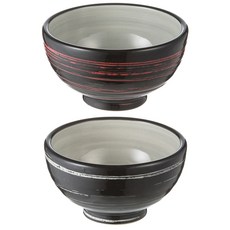 신창희그릇 도요 검은투톤 밥공기 세트, 빨강, 회색, 1세트