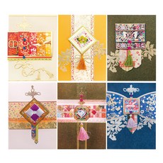 Fromn2 珍珠珍珠花刺繡卡片套裝 6 ftt3005, 混色, 1組