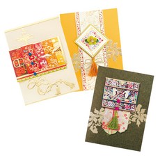 From&To 珍珠花卉刺繡卡片 3件組 ftt3005-123, 混合顏色, 1套