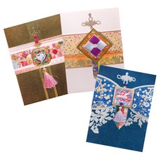 From&To 珍珠花卉刺繡卡片3件組 ftt3005-456, 混合顏色, 1套