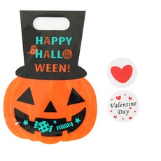 황씨네도시락 할로윈 호박 모자 쿠키비닐백 100p + 발렌타인 원형 스티커 100p, 1세트