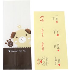 황씨네도시락 M쿠키봉투 강아지 100p + 스티커 연인 메시지 투명 100p, 1세트