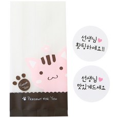 Hwangssinaedosirak M餅乾袋 貓 100入+貼紙 老師加油請美味地享用 白色 100入, 1套
