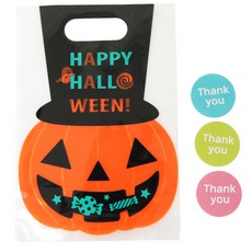 황씨네도시락 할로윈 호박 모자 쿠키비닐백 100p + 스티커 원형 땡큐 100p, 1세트