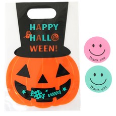 황씨네도시락 할로윈 호박 모자 쿠키비닐백 100p + 스마일 스티커 원형 땡큐 100p, 1세트