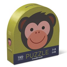 크로커다일크릭 양면 원형 퍼즐, 24피스, 원숭이, 1개
