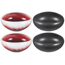 이창화갤러리 물레 타원볼 1호 진사 2p + 흑유 2p, 혼합 색상, 1세트