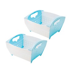 好媽媽多功能折疊水果瀝水籃 藍色, 2件