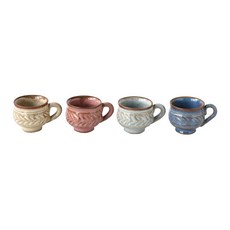 로자비 레이스 손잡이 소주잔 4p, 연노랑, 분홍, 하늘, 데님, 1세트