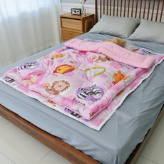 兒童動物印花棉質枕墊被3件組, E款