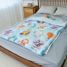 兒童動物印花棉質枕墊被3件組, D款