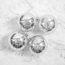 聖誕節閃亮裝飾球 4入, 銀
