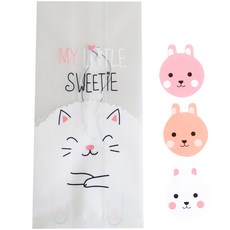 황씨네도시락 냥이M봉투 100p + 스티커 토끼 스티커 100p, 1세트