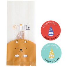 黃氏便當 狗狗M號袋 100入 + 圓形生日錐形帽貼紙 100入, 1套