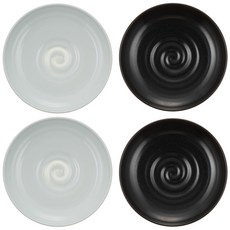 Woori 餐盤 中 4入, 1套, 餐盤 白瓷 2入 + 黑釉 2入