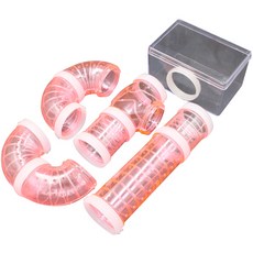 도치퀸 1구 투명 은신처 + 연결 터널 8p 세트, 핑크, 1세트