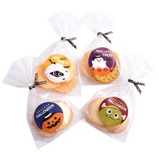 봄91 비접착식 쿠키봉투 + 할로윈 4종 캐릭터 원형스티커 52p + 할로윈 타이 50p, 혼합색상, 1세트