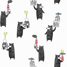 小熊雙重印花20支棉布, 混色