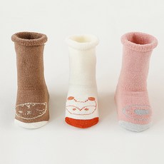 Mom's care 可愛動物圖案孩童及膝襪 3雙