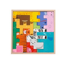 ACOOL TOY 木製玩具廠動物俄羅斯方塊拼圖, 1個, 14件