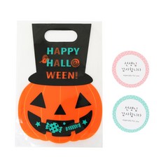 황씨네도시락 할로윈 호박모자 쿠키비닐백 +선생님 감사합니다 원형 스티커, 1개