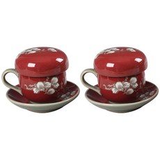 예다온 도자기 청자 진사 손잡이 부부 다기세트 케이스 255 x 220 x 100 mm, 1세트