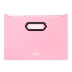 투영 13포켓 핸들 파일 팩, 핑크, 1개