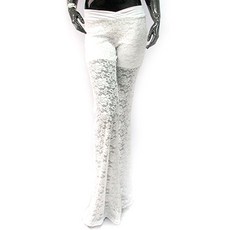 肚皮舞玫瑰蕾絲布料爵士褲 BDP-1701, 白色的