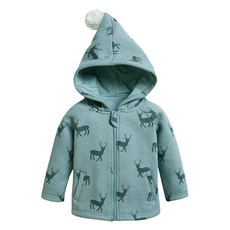 JOY MULTI 嬰兒鹿圖案絨毛球造型連帽刷絨外套