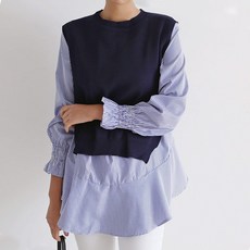 봉봉스토리 임부용 뒤트임 조끼 셔츠 세트