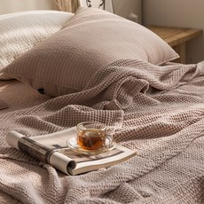 마일드 모달 와플 홑이불단품, 핑크베이지