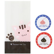 황씨네도시락 M쿠키봉투 고양이 100p + 초콜릿 스티커 친구야 맛있게 먹어 스티커 100p, 1세트