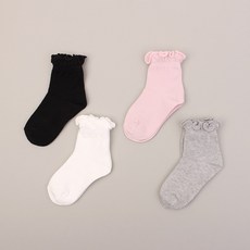 童款捲邊素色襪子 4雙入