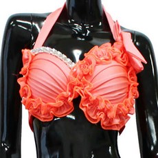 兩件式荷葉邊上衣 肚皮舞服 BDT-11601, 橘子