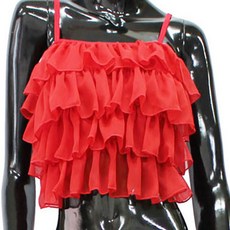 4層彈性上衣肚皮舞服 BDT-11801, 紅色