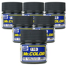 GSI 프라모델 도료 C-116 6개입, 116 RLM66 블랙 그레이 반광, 10ml