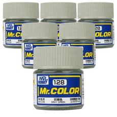 GSI 프라모델 도료 C-128 6개입, 128 그레이그린 반광, 10ml