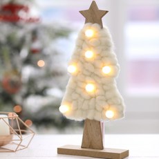 Happy Village 珍珠燈飾聖誕樹 聖誕裝飾品, 白色, 32cm