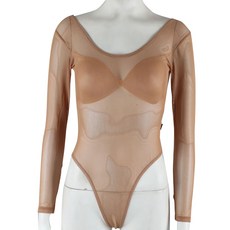CHORUSLINE 長袖網紗 One Nine 緊身衣 C, 膚色