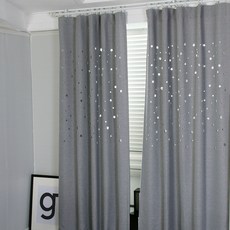 家中之家 流星打孔遮光窗簾套組寬型, 灰色的