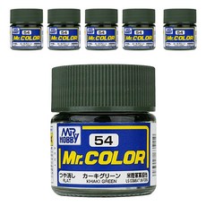 GSI Mr COLOR 군제 프라모델 락카 병 C-054 6p, 054 KHAKI GREEN 무광, 10ml