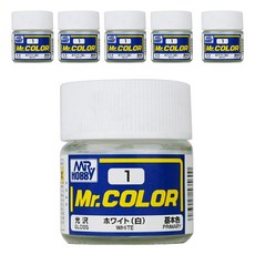 GSI Mr COLOR 군제 프라모델 락카 병 C-001 6p, 001 WHITE 유광, 10ml