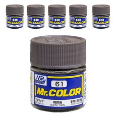 GSI Mr COLOR 군제 프라모델 락카 병 C-061 6p, 061 BURNT IRON 메탈, 10ml