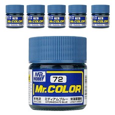 GSI C-072 프라모델 도료 6개입, 072 INTERMEDIATE BLUE 반광, 10ml