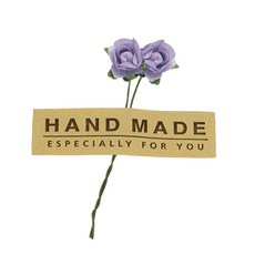 Donna&deco 禮物包裝 花朵裝飾 迷你玫瑰 72入 + 方形手工貼紙 36入, 紫色, 1套