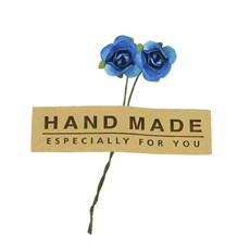 Donna&deco 禮物包裝 花朵裝飾 迷你玫瑰 72入 + 方形手工貼紙 36入, 藍色, 1套