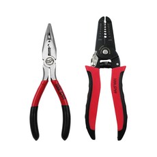 Queens 電子配線用工具 2入組, 彎嘴鉗150+剝線鉗, 1組