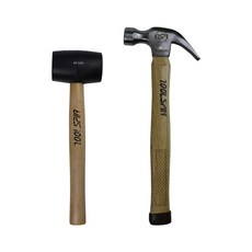 Queens 木柄錘子2件組, 木錘+橡膠錘, 1組