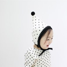 ALOHAJ 嬰兒圓點圖案印花尖頭帽